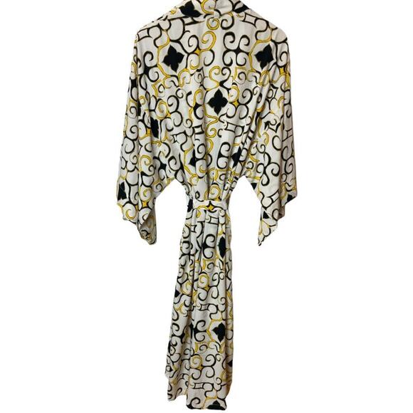 Natori Ivory Multicolor Beaded Trim Long Sleeve Robe Women's Size L - Picture 2 of 5